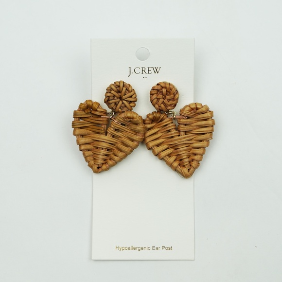 New JCREW Woven Heart Statement Earrings in Heather Birch $59 CK602 - Picture 3 of 4